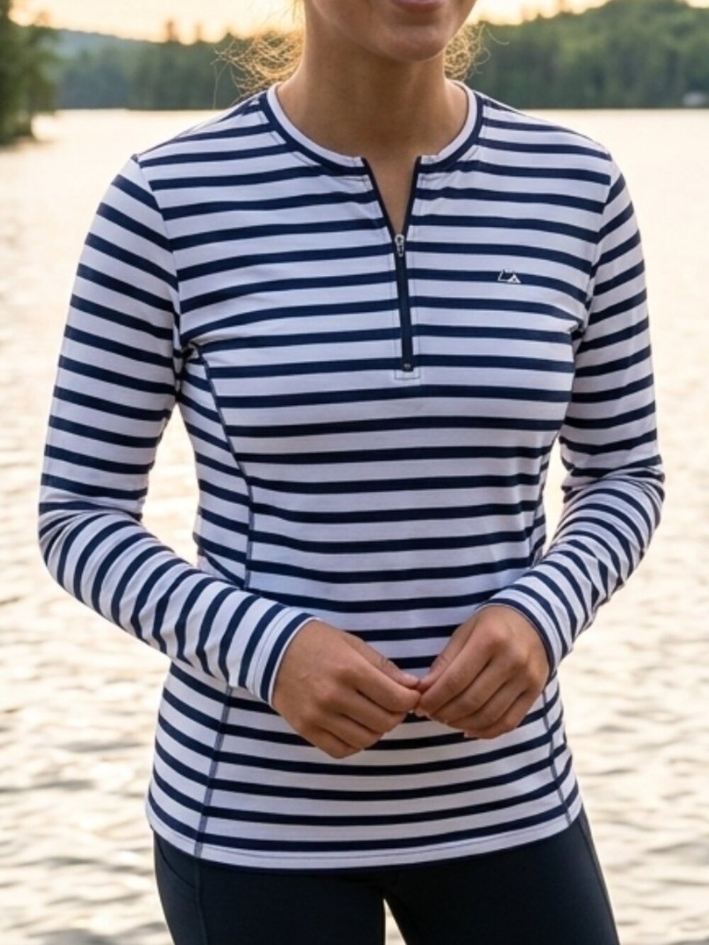 Paradox Merino Blend Striped Long Sleeve 1/4 Zip Baselayer Top Size L